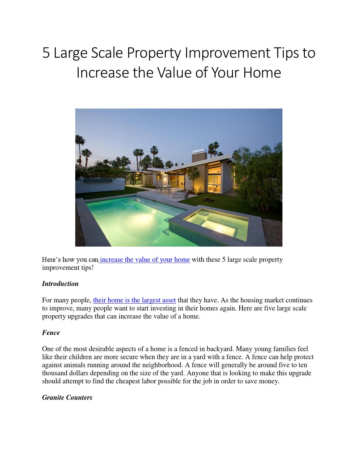 Picture of 5 Large Scale Property Improvement Tips to Increase the Value of Your ...