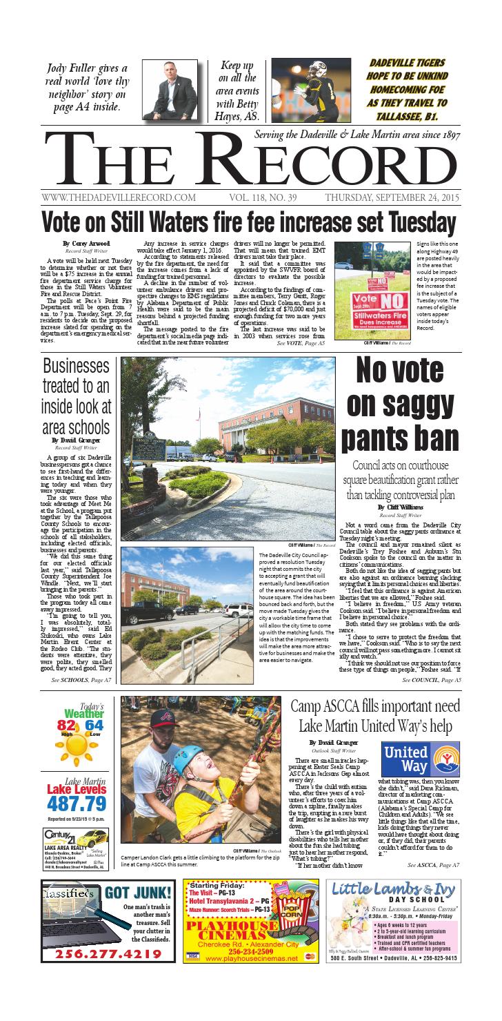 Sept 24, 2015 Dadeville Record by Tallapoosa Publishers Issuu