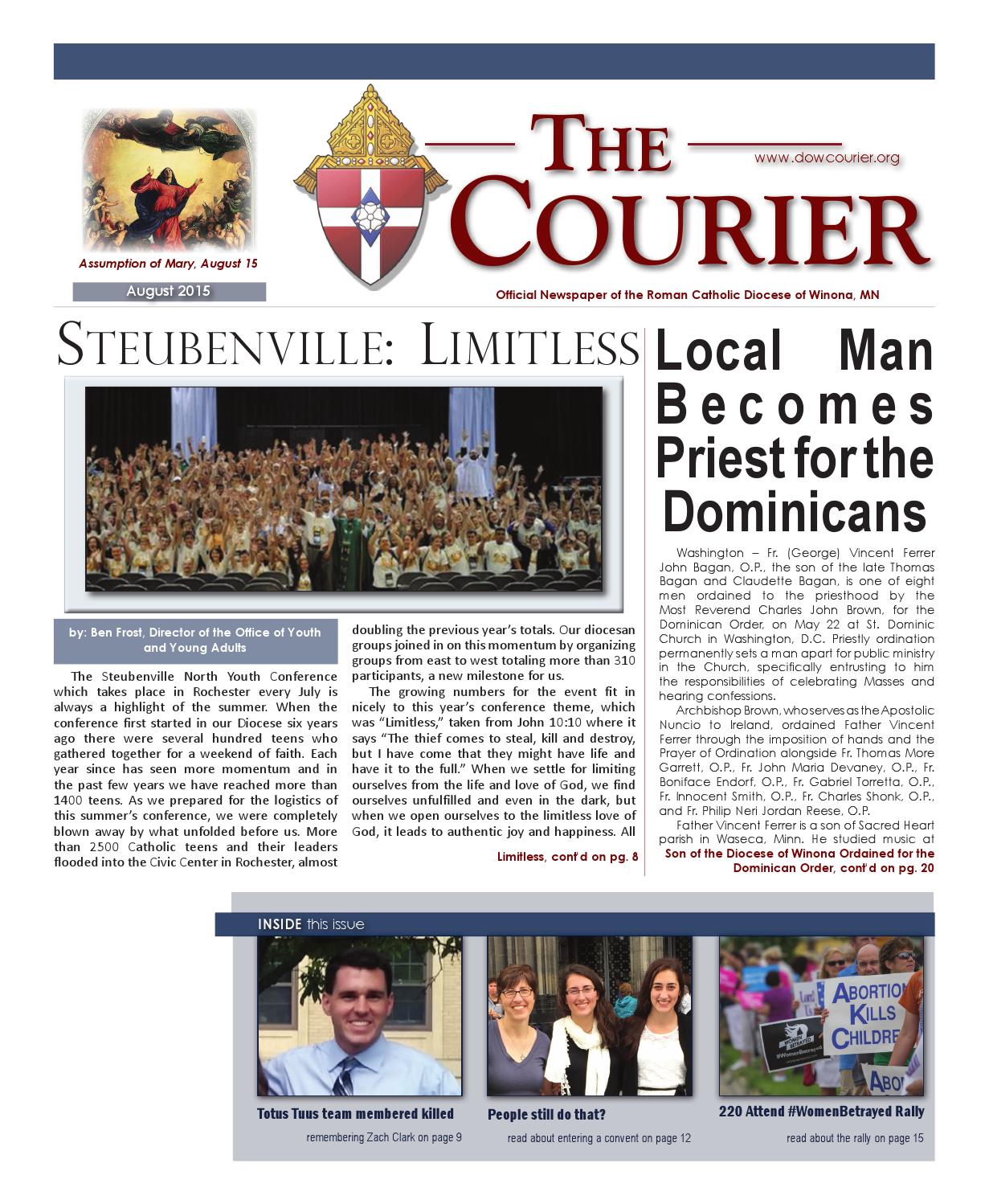 2015 august the courier by diocese of winona issuu totus tuus flyers archdiocese of chicago