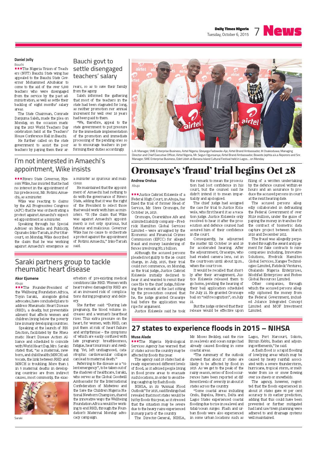 Daily Times Newspaper For Tuesday October 6th, 2015 by Daily Times of  Nigeria - Issuu