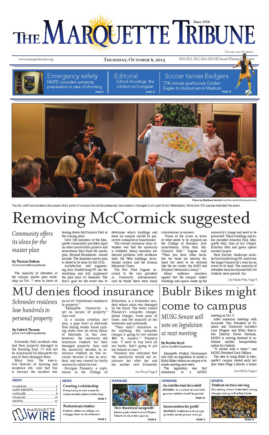 The Marquette Tribune Thursday, Oct. 8, 2015 by Marquette Tribune Issuu