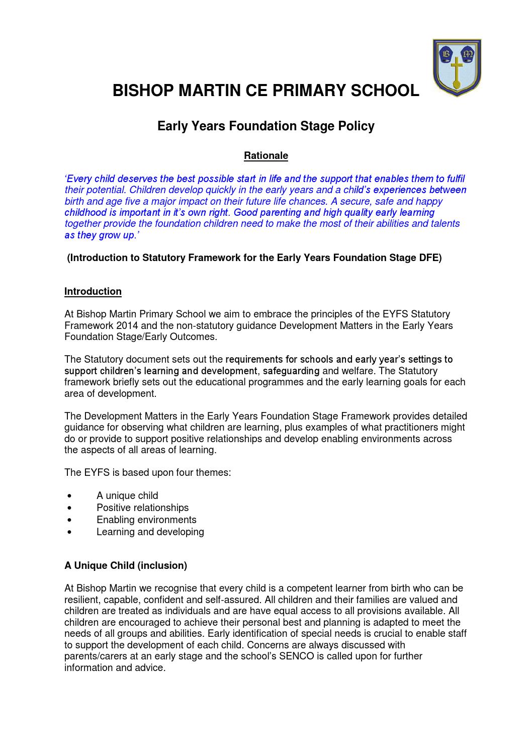 EYFS Policy by Schudio Issuu