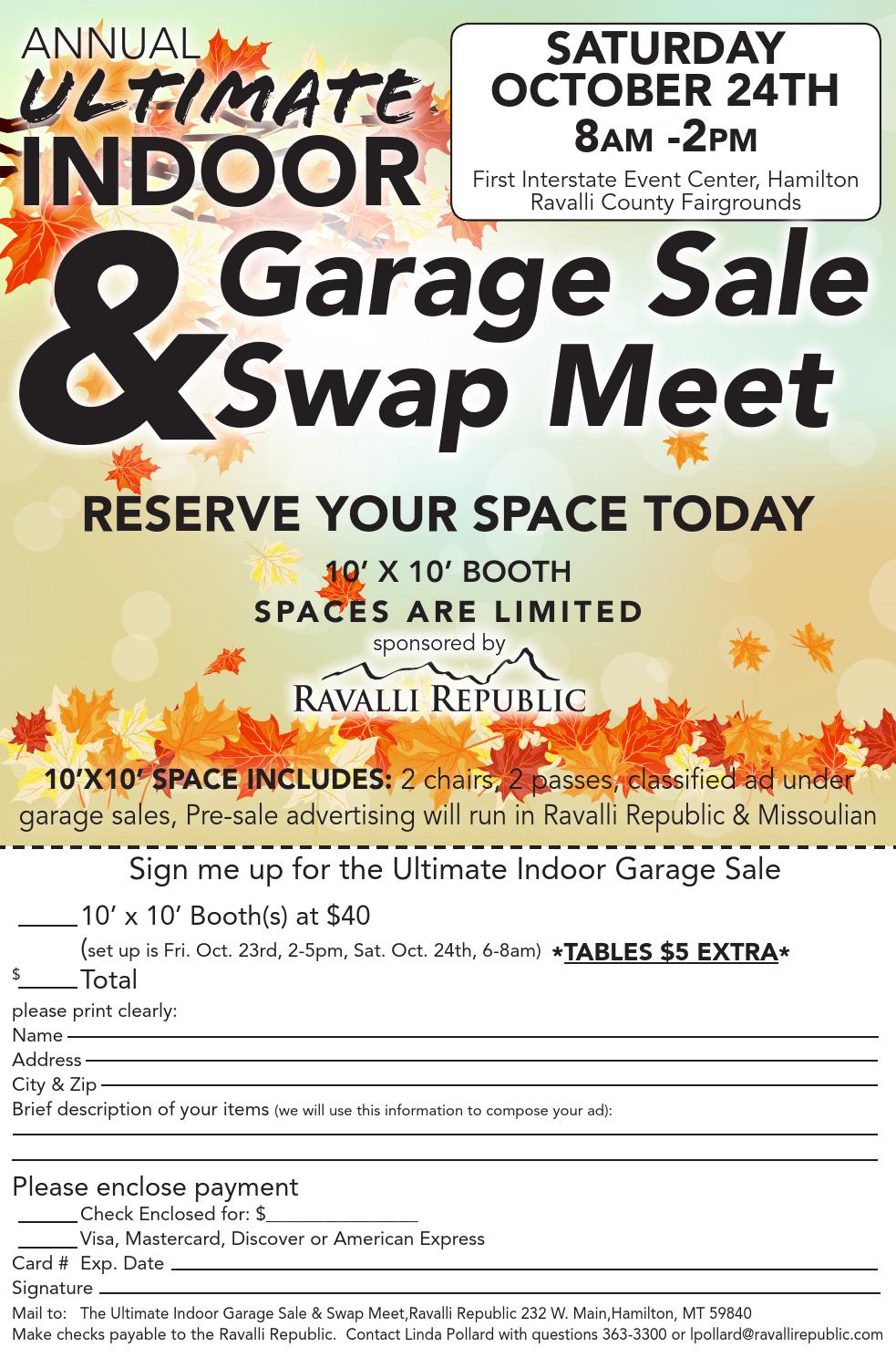 Ultimate indoor garage sale booth registration by Ravalli Republic Issuu