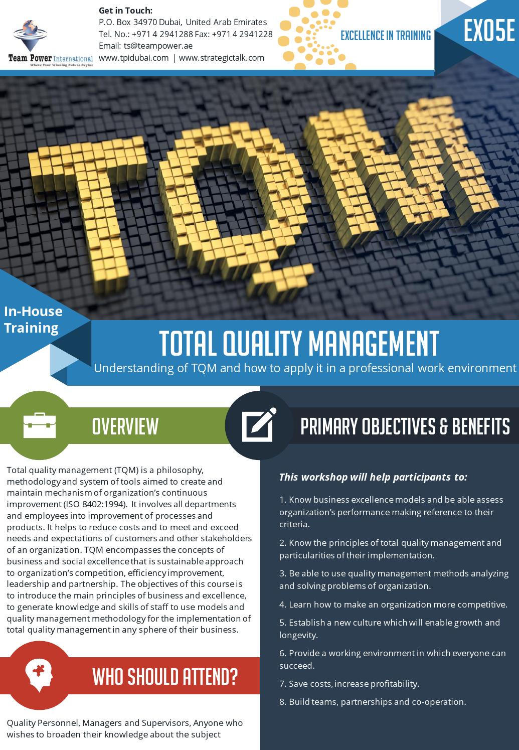 Total Quality Management Inhouse Training by Team Power International