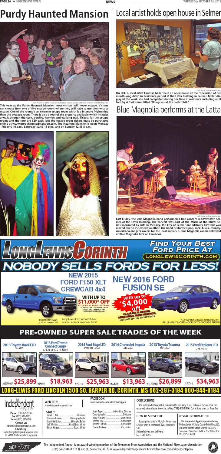 Long Lewis Ford Corinth Ms >> V114n22 10 14 15 By Independent Appeal Issuu Long Lewis Ford Corinth Ms >> V114n22 10 14 15 By Independent Appeal Issuu