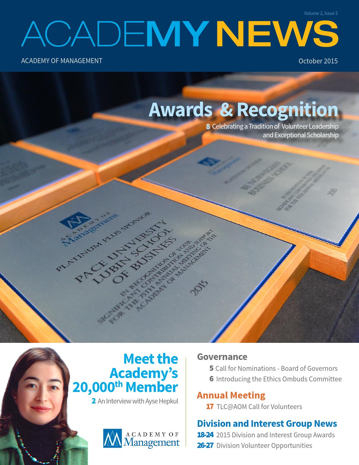 AcadeMY News October 2015 by Academy of Management - Issuu