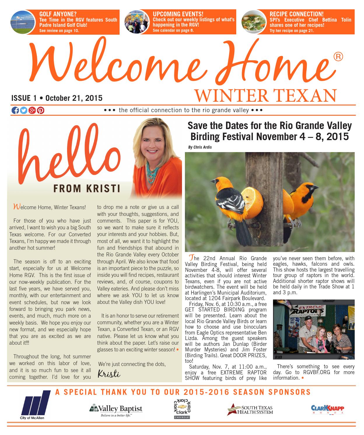 Home Winter Texan Issue 1 October 21, 2015 by Kristi