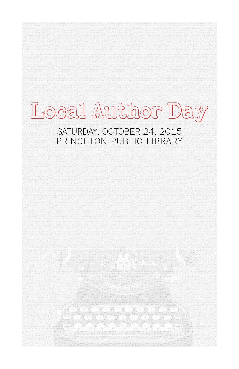 Local Author Day 2015 Program by Princeton Public Library - Issuu
