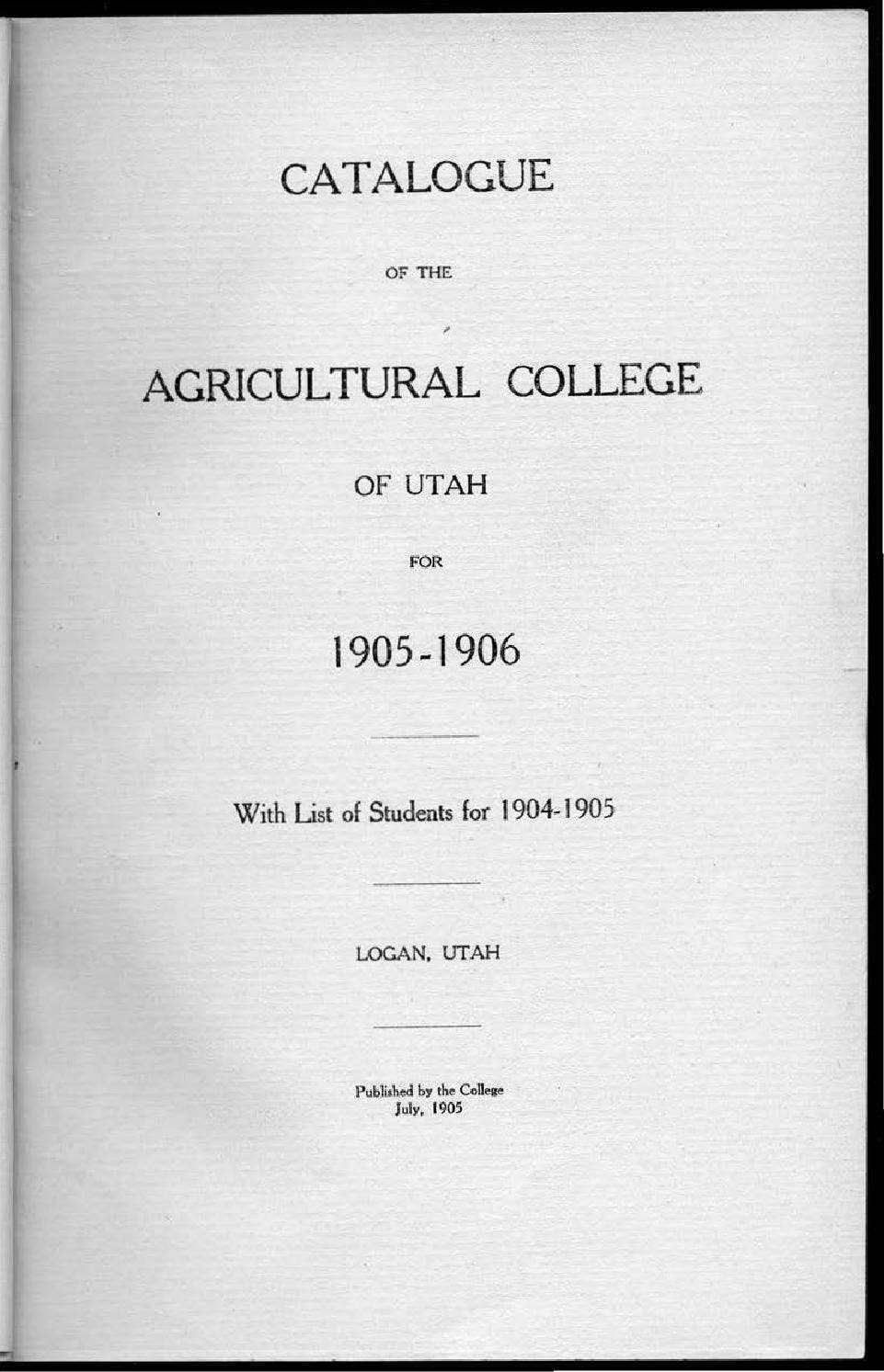 General Catalogue 1905 by USU Libraries Issuu