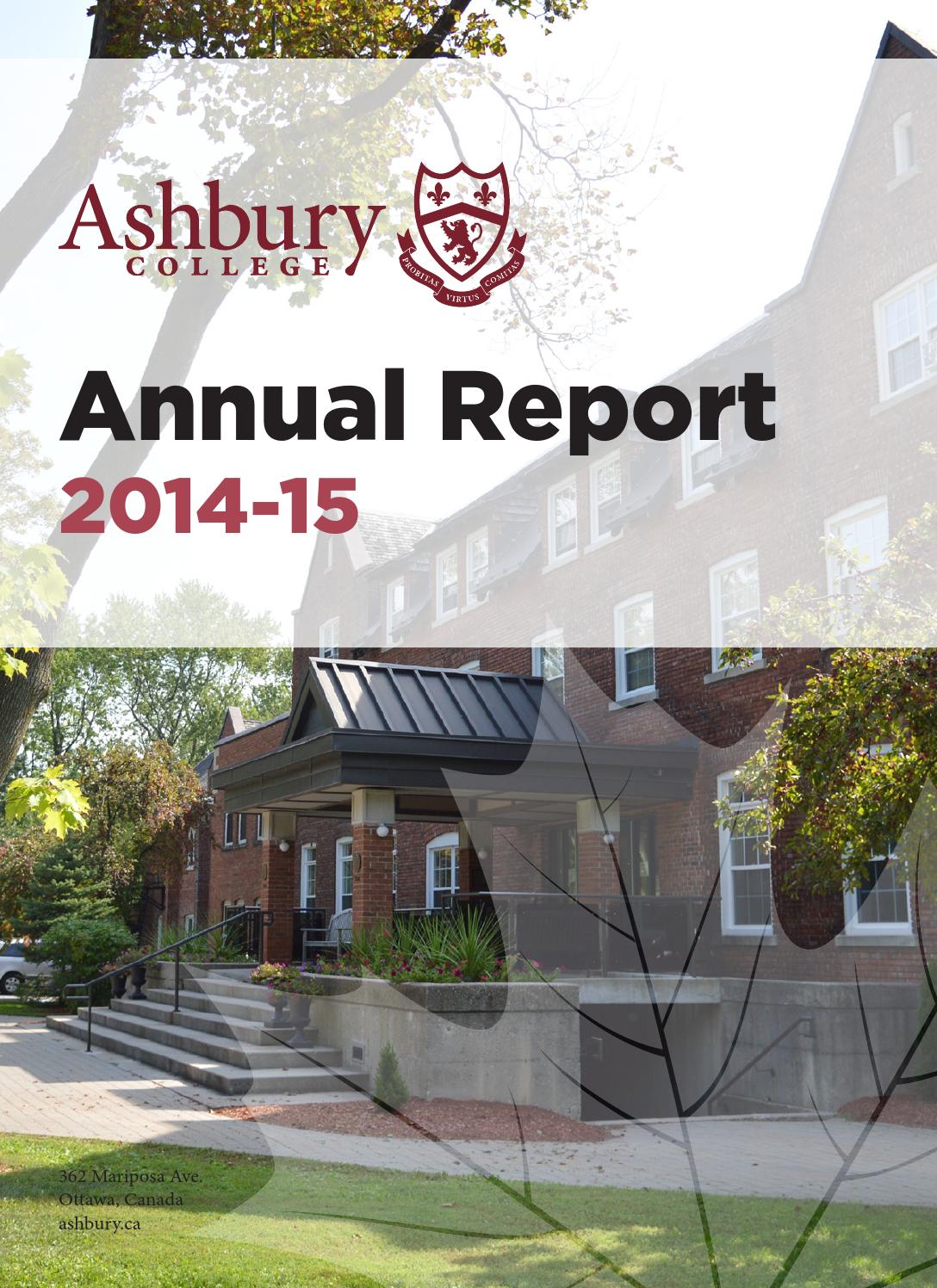 Ashbury College Annual Report 201415 by Ashbury College Issuu