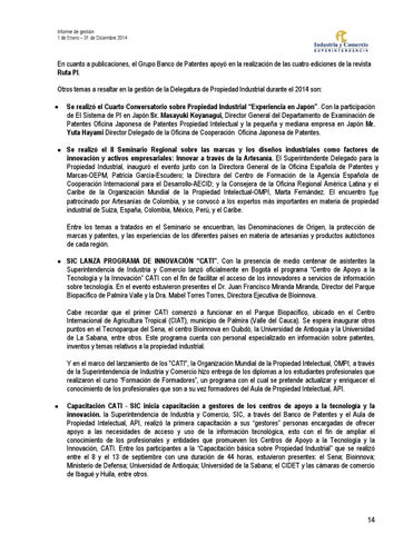 Informe de gestion 2014 26 oct by Superintendencia de Industria y ...