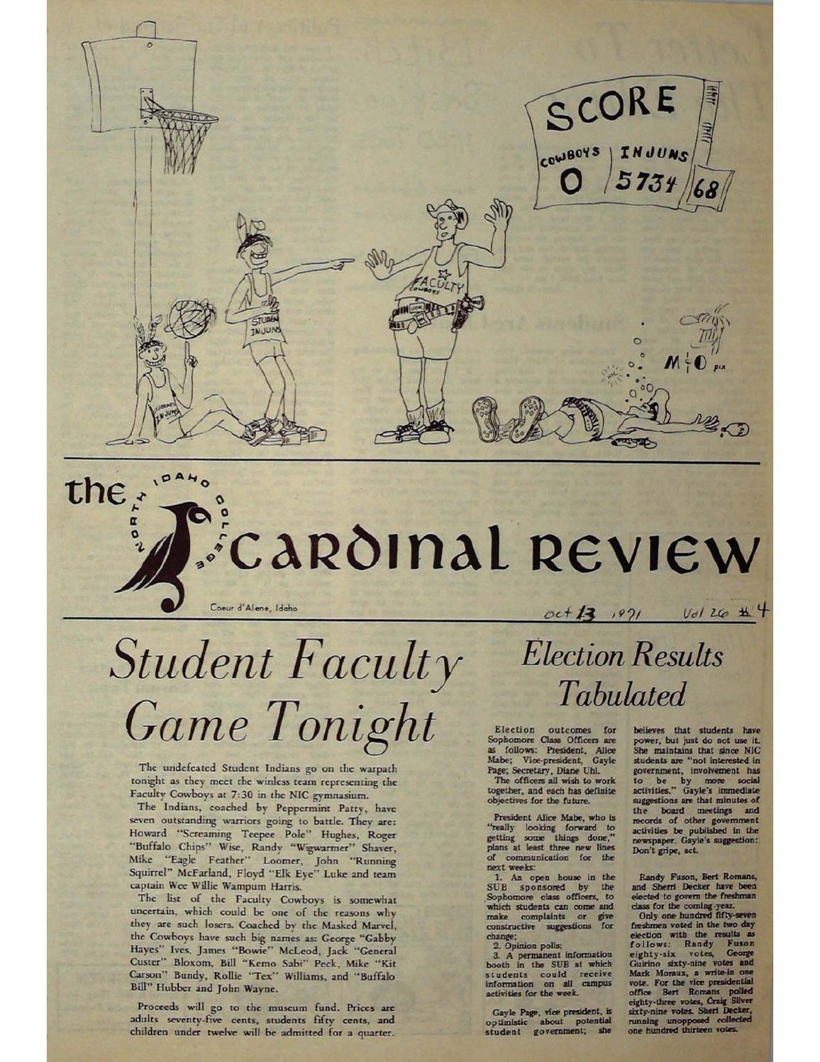 North Idaho College Cardinal Review Vol 26 No 4 Oct 13, 1971 by ...