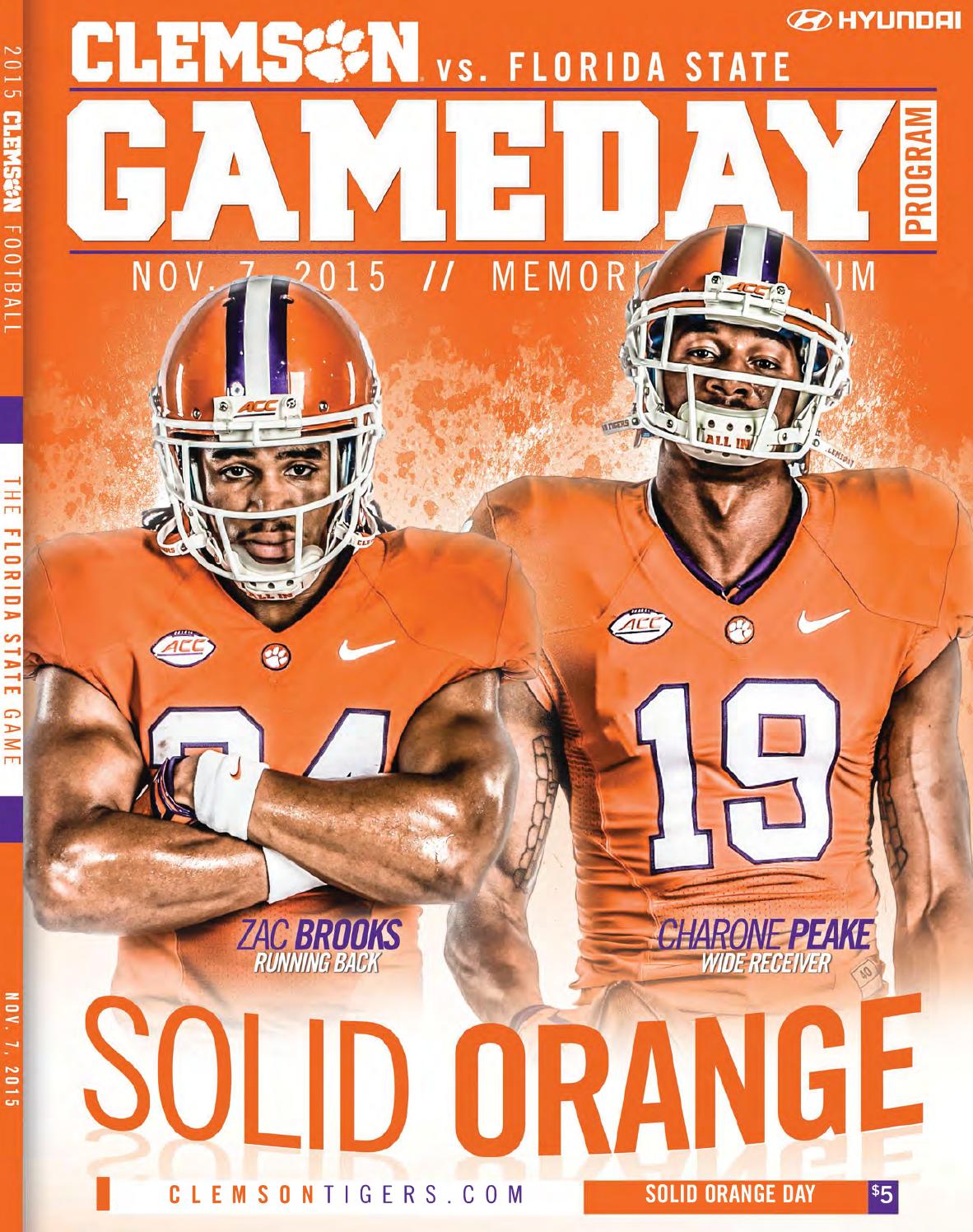 2015 Clemson Vs Florida State Football Gameday Program By Clemson 