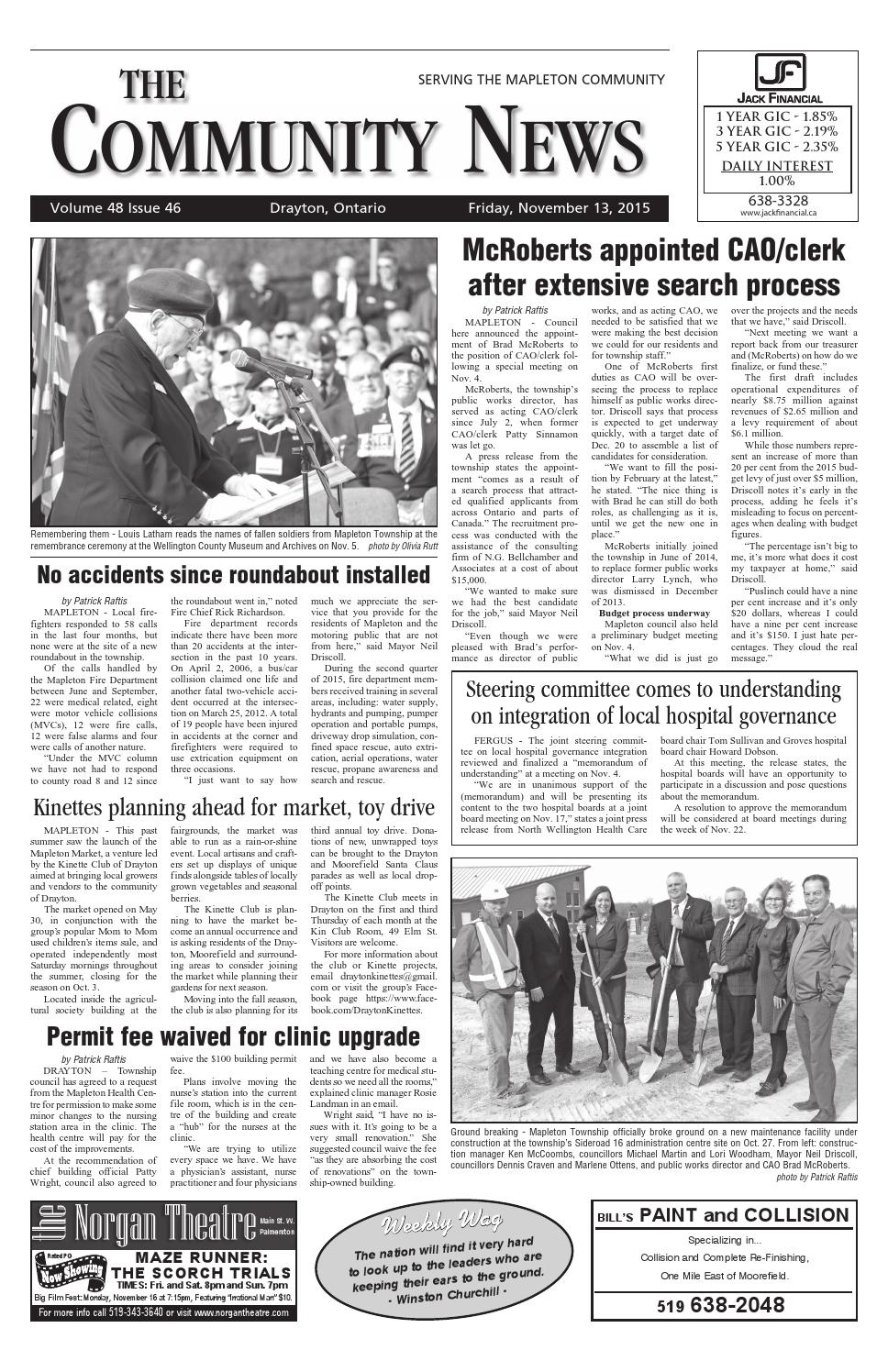 Drayton Community News November 13, 2015 by WHA Publications Ltd. Issuu