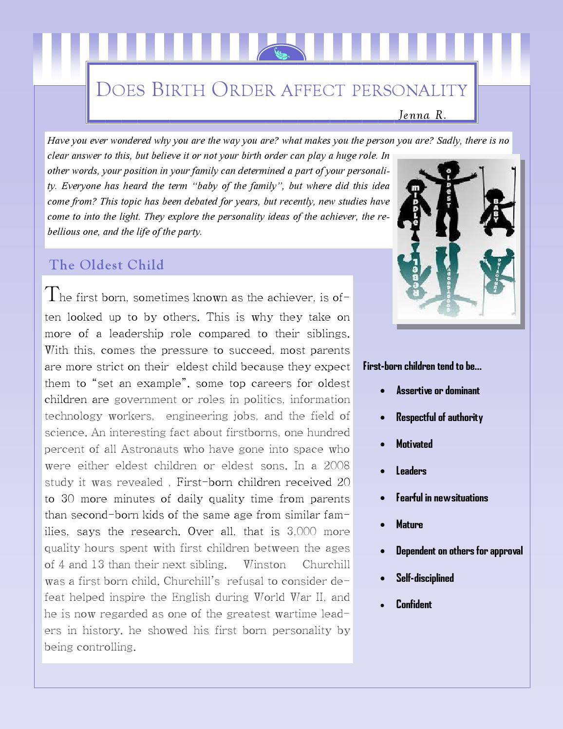 How Does Birth Order Affect Personality Jenna R By Brock Leadership