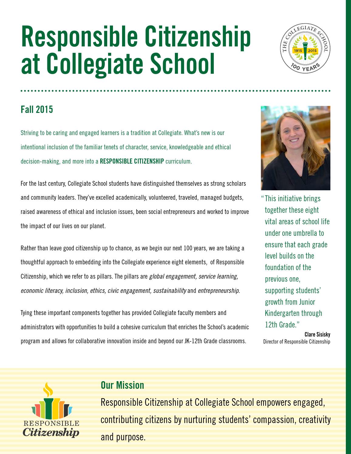 Responsible Citizenship at Collegiate School by Collegiate School Issuu