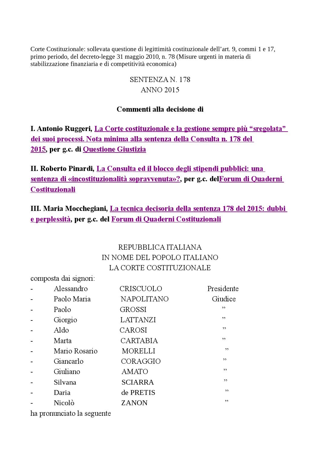 La Corte Costituzionale è Composta Da