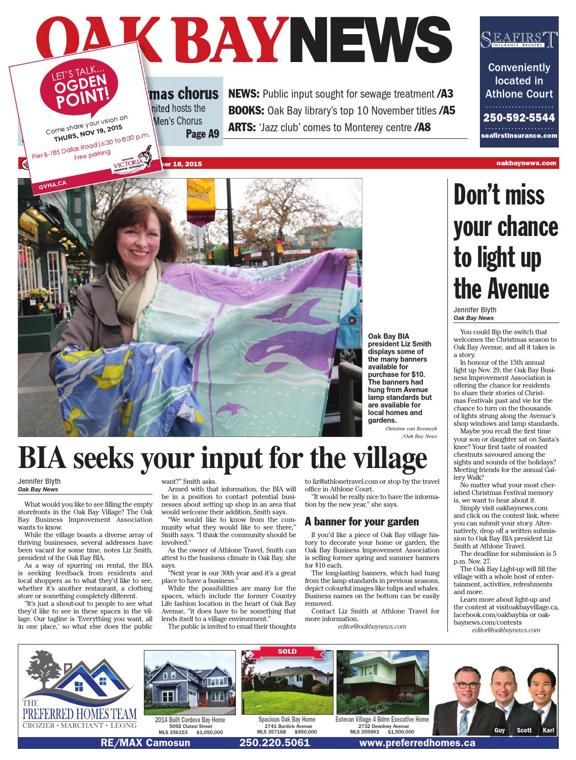 Oak Bay News, November 18, 2015 by Black Press Media Group Issuu