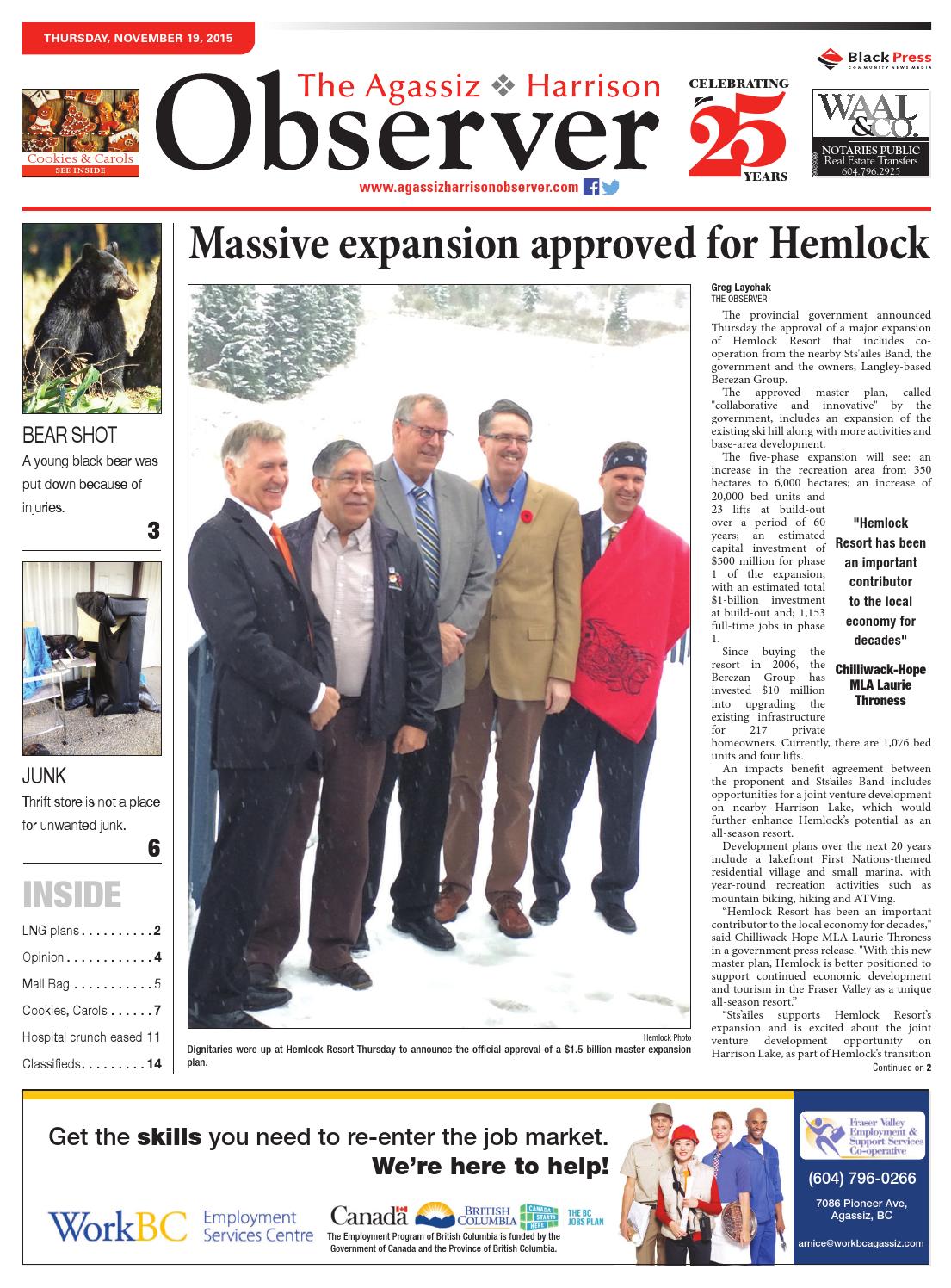 Agassiz Observer, November 19, 2015 by Black Press Media Group Issuu