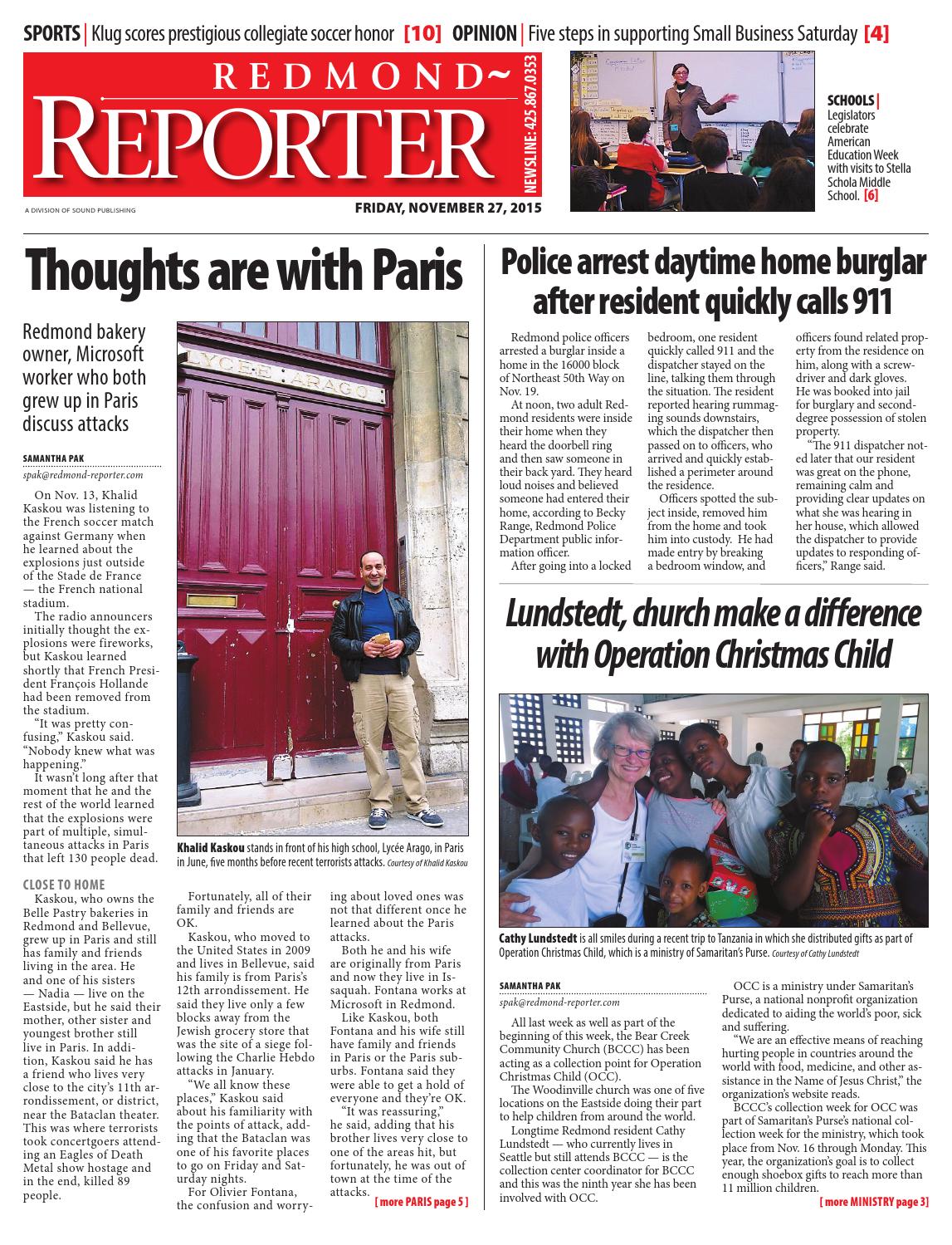 Redmond Reporter, November 27, 2015 by Sound Publishing - Issuu
