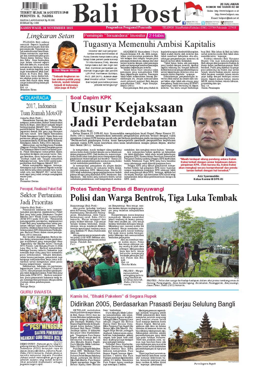 Edisi 26 November 2015 | Balipost.com by e-Paper KMB - Issuu