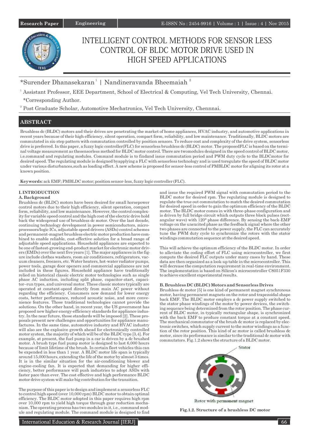 INTELLIGENT CONTROL METHODS FOR SENSOR LESS CONTROL OF BLDC MOTOR DRIVE ...