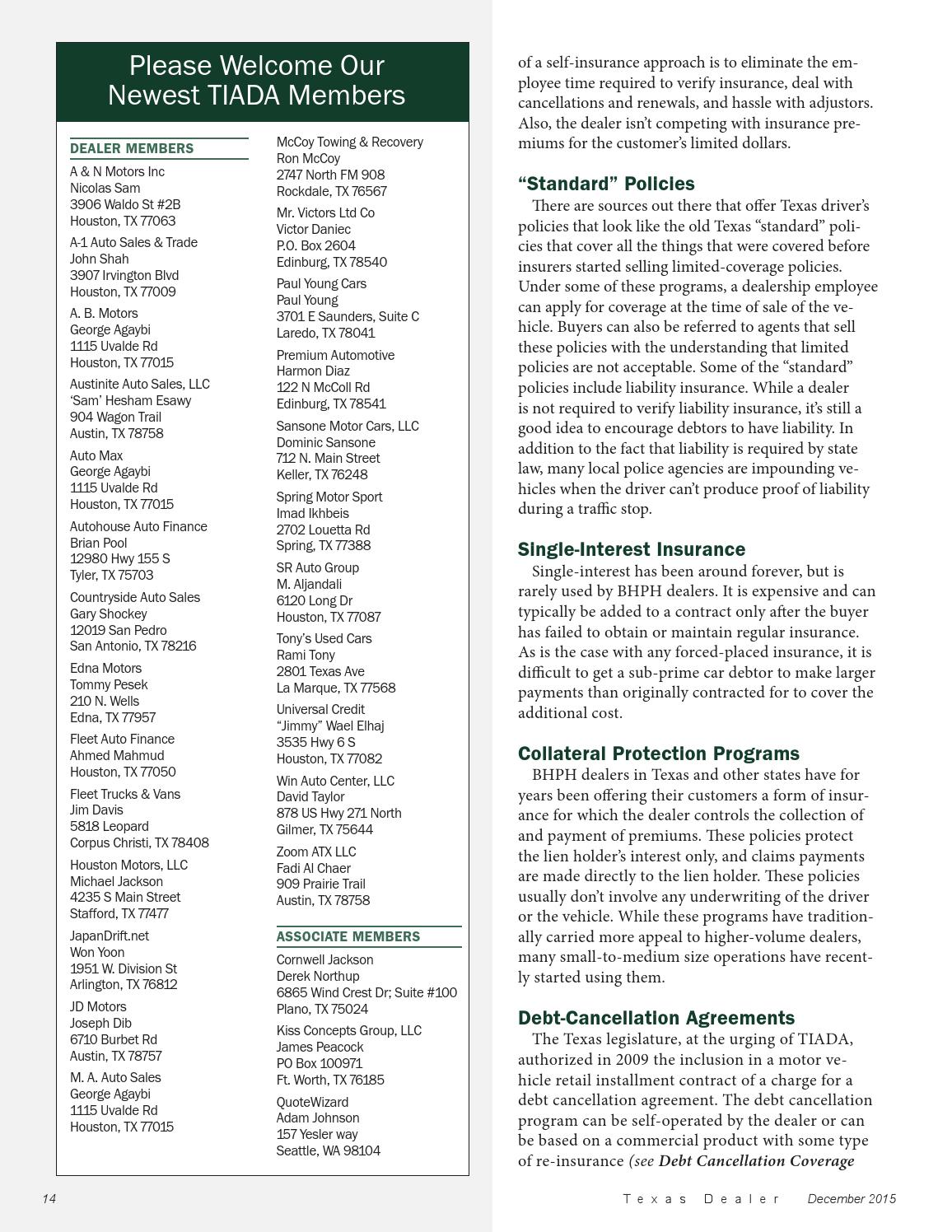 Texas Dealer, December 2015 by Texas Independent Auto Dealers Association -  Issuu