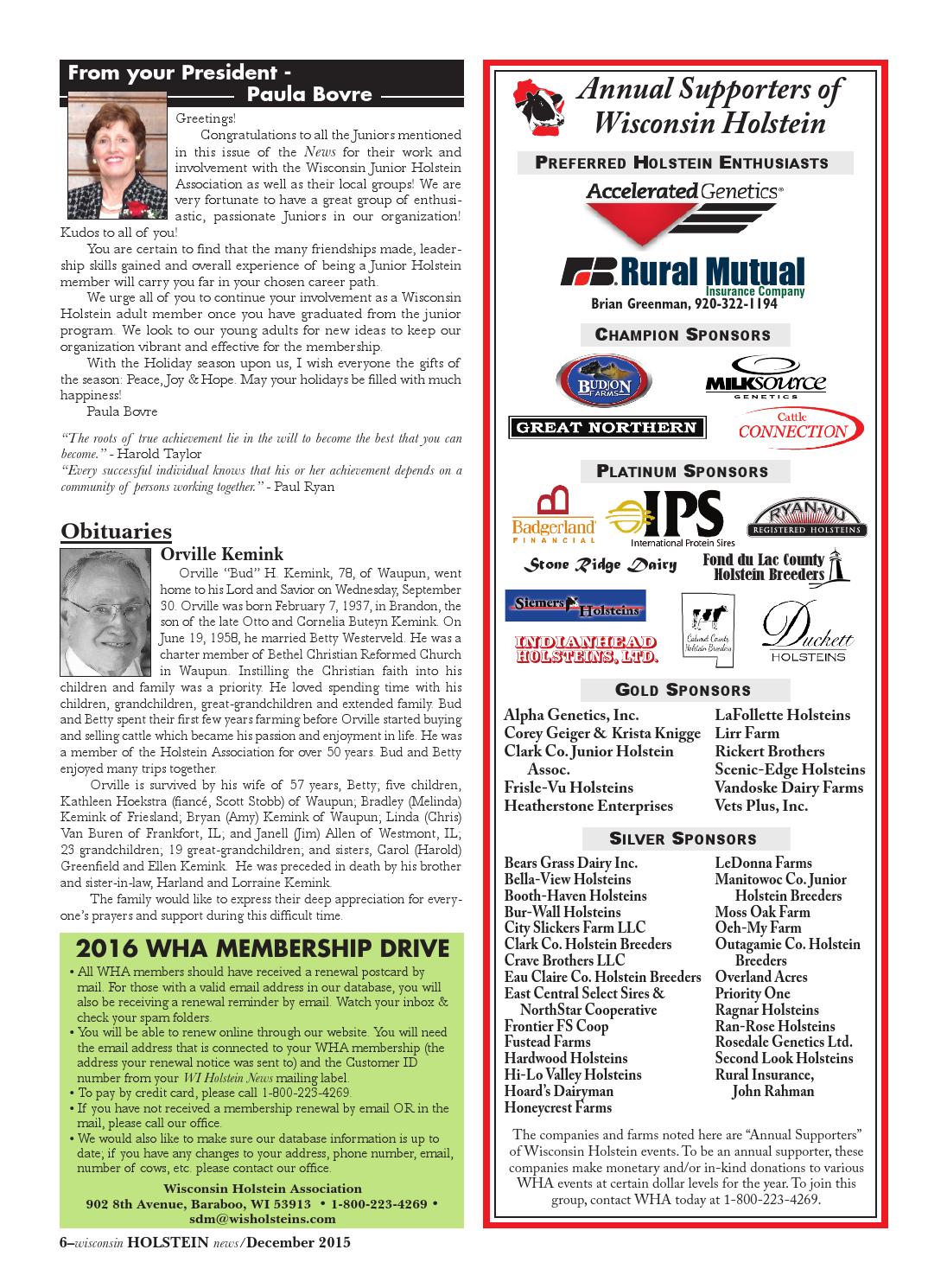 December 2015 WI Holstein News by Wisconsin Holstein News Issuu