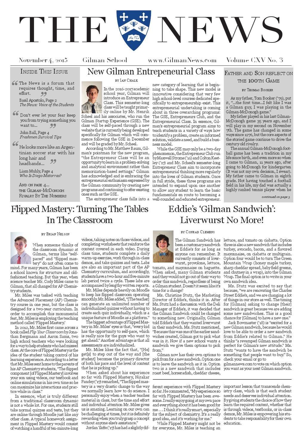 Gilman News Nov. 2015 by Gilman School Issuu