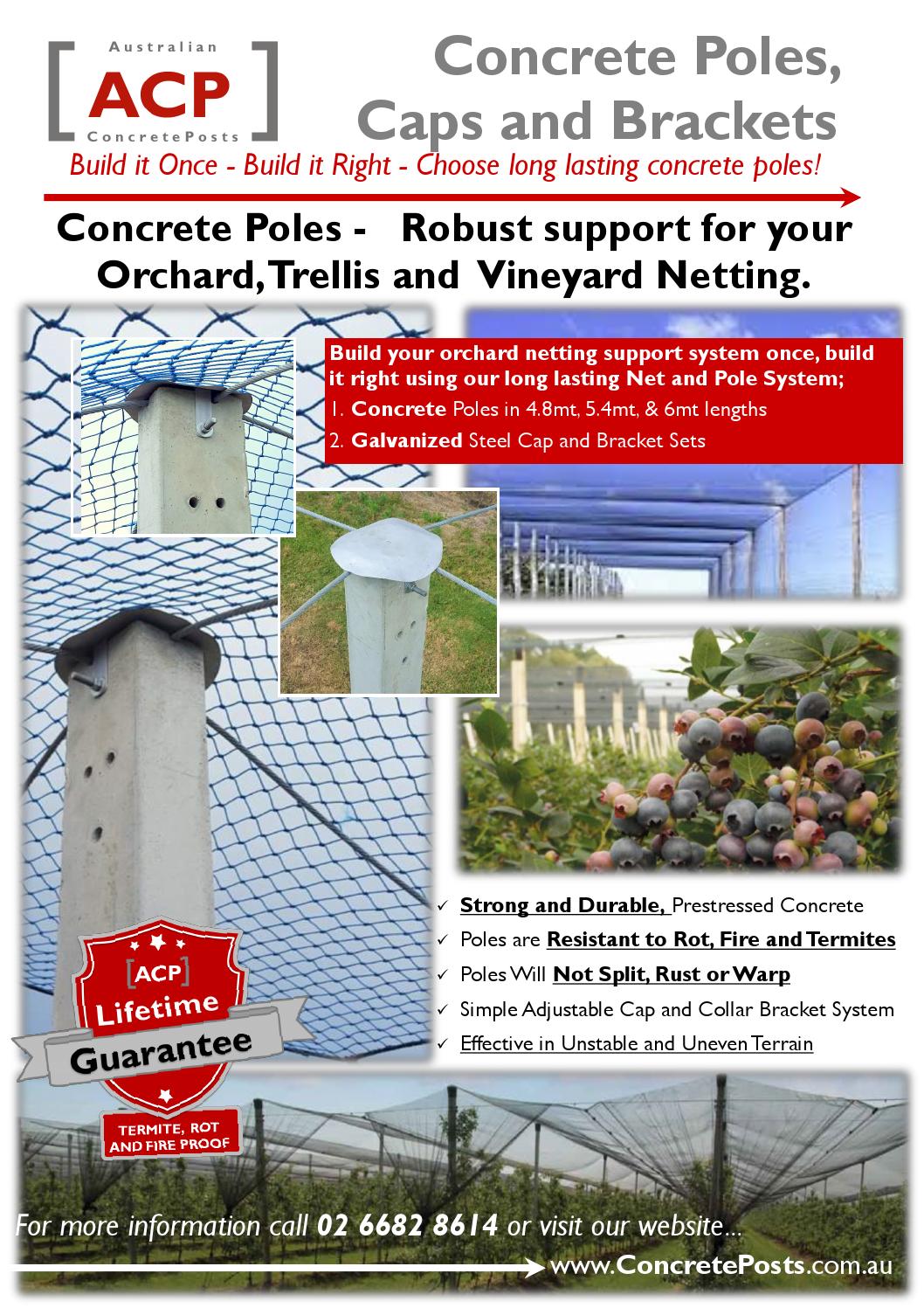 Australian Concrete Posts Info Sheet Orchard Netting Concrete Poles