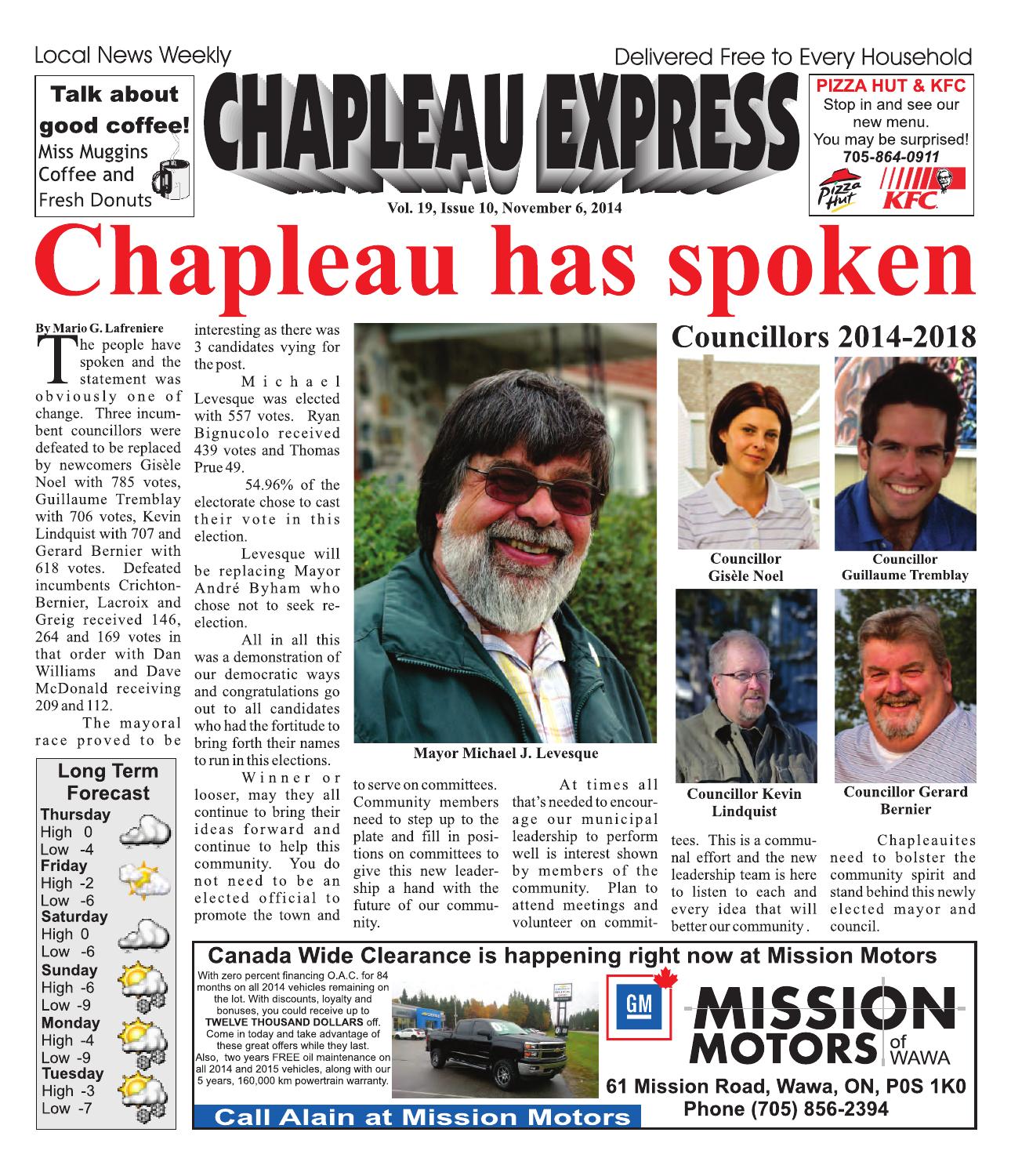 11062014 November 6 2014 by The Chapleau Express Issuu