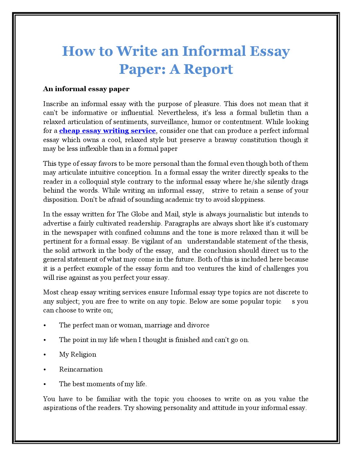 informal report essay