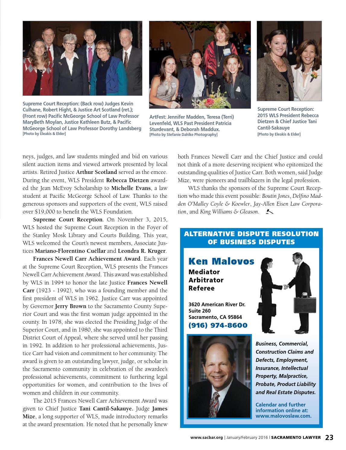 Sacramento Lawyer Magazine January/February by Sacramento County Bar  Association - Issuu