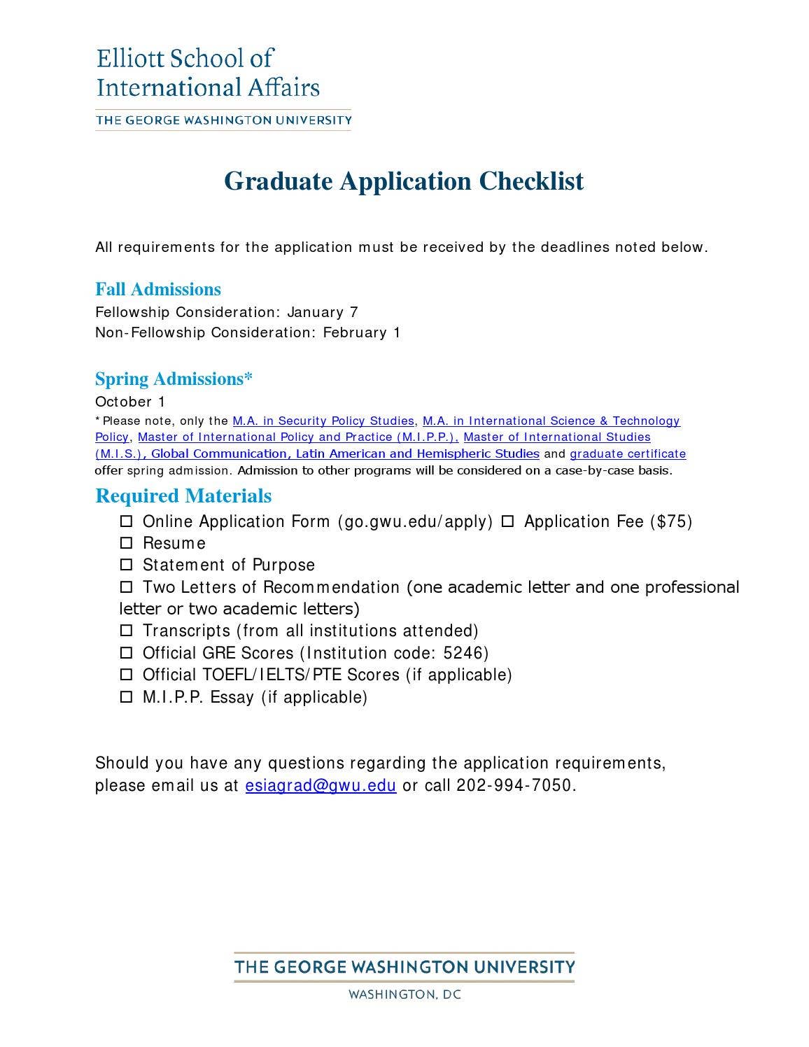 Application checklist 2016 by esiagrad - Issuu