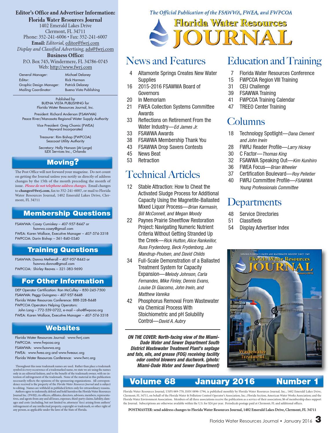 Florida Water Resources Journal Wastewater Treatment by Florida Water