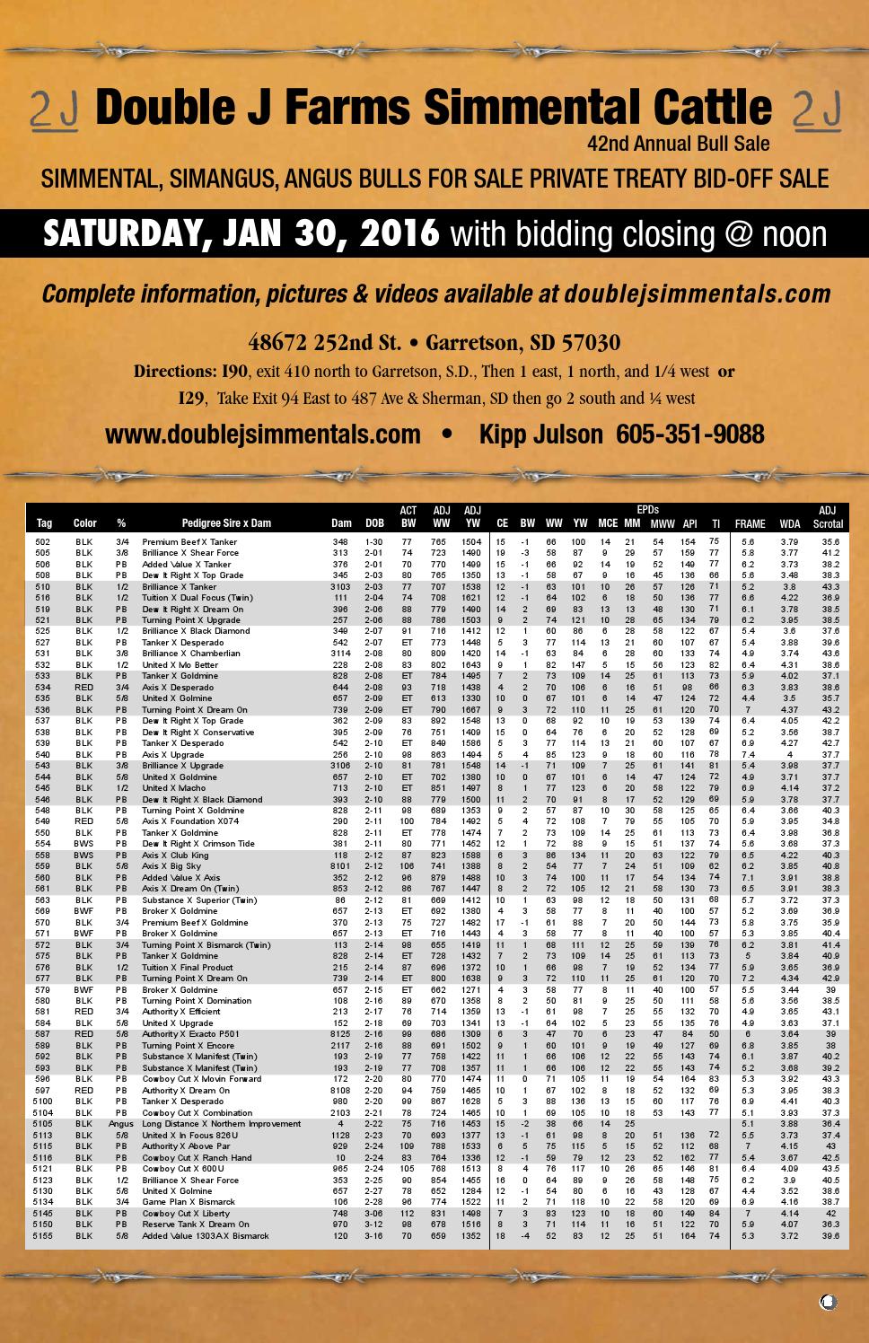 Double J Farms Simmental Sale 2016 by Barbour Marketing Solutions, LLC