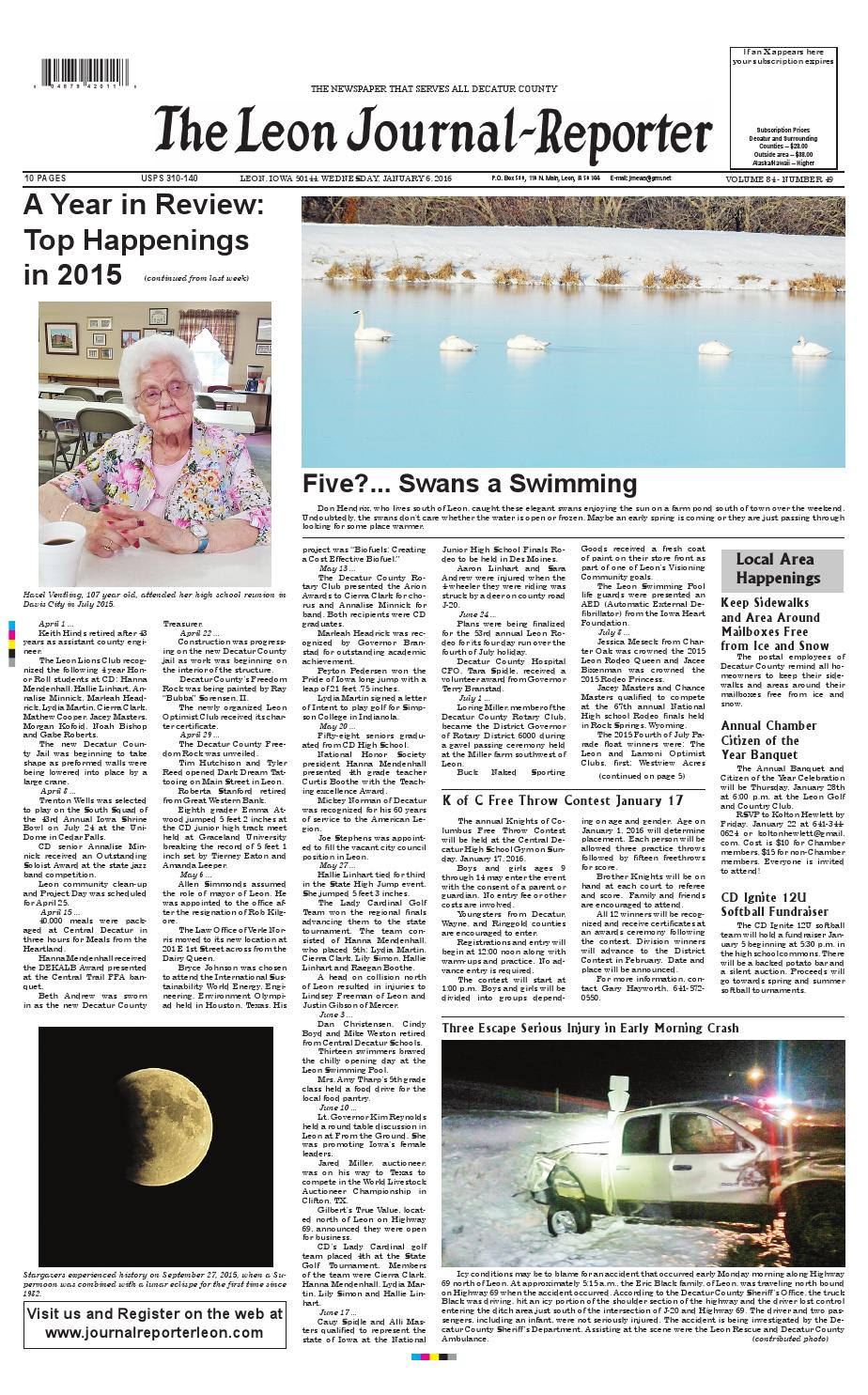 Leon journal reporter january 6, 2016 by Tonya Kunze Lindsey Issuu