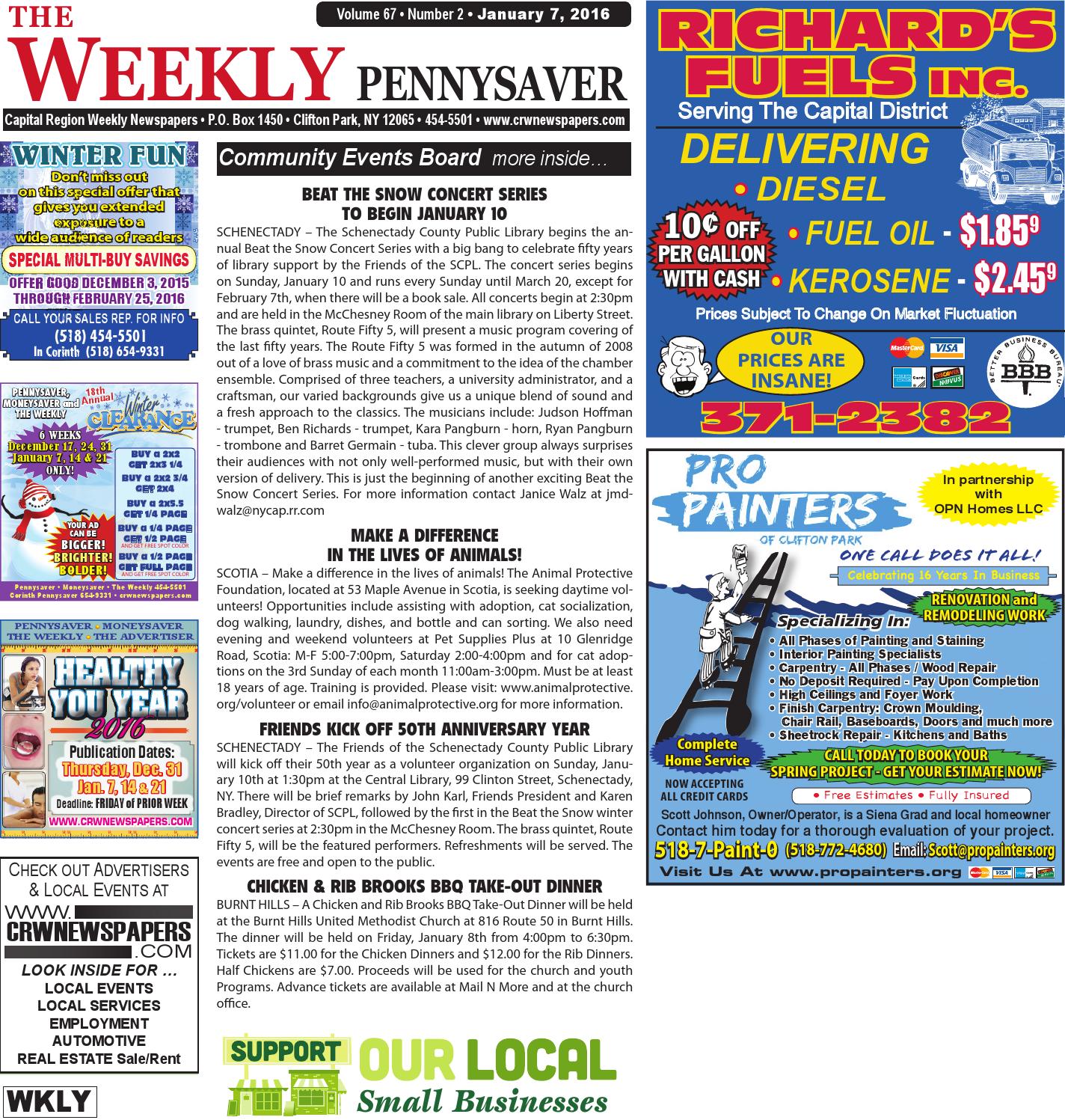 The Weekly Pennysaver 010716 by Capital Region Weekly Newspapers Issuu