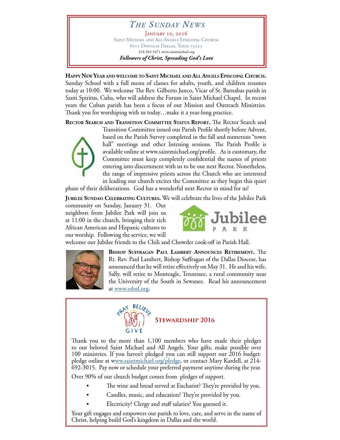 Sunday News - January 10 by Saint Michael and All Angels Episcopal ...