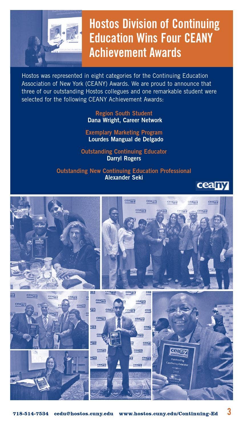 Spring 2016 Continuing Education Catalog by Hostos Community College