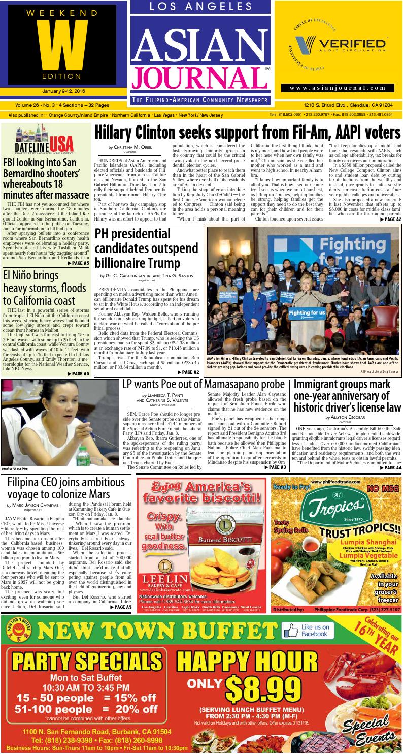 LA Weekend Edition January 09 12, 2016 by Asian Journal Community