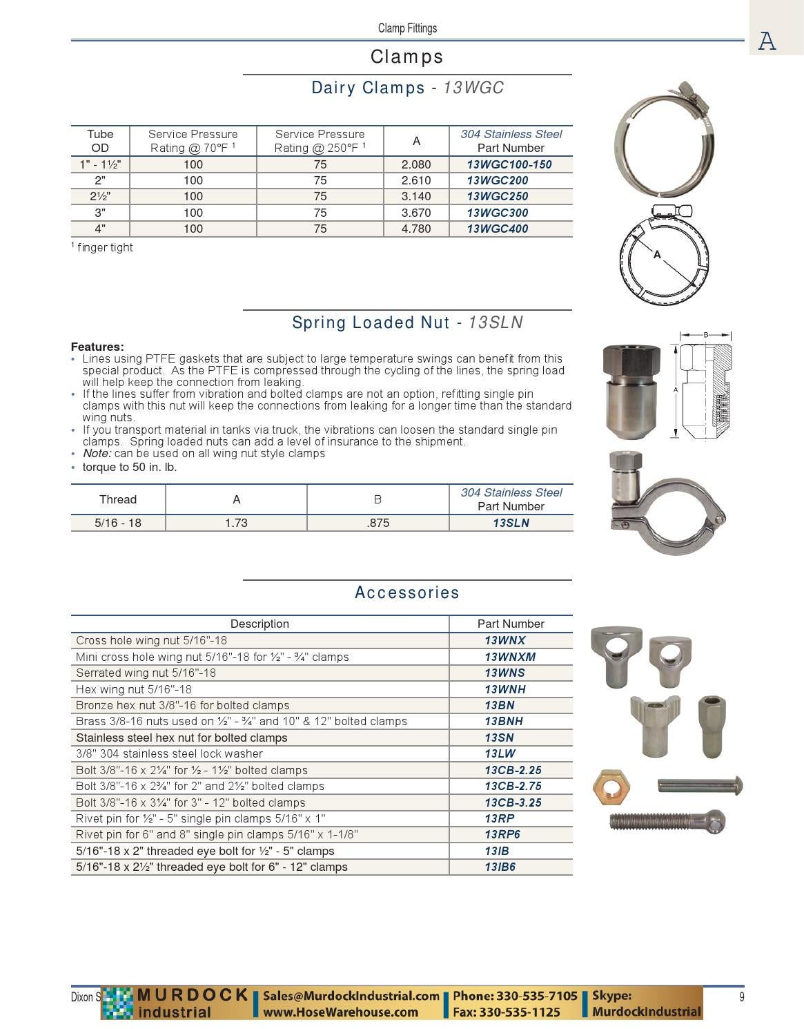 Dixon valve sanitary coupling catalog 2016 hosewarehouse by Murdock