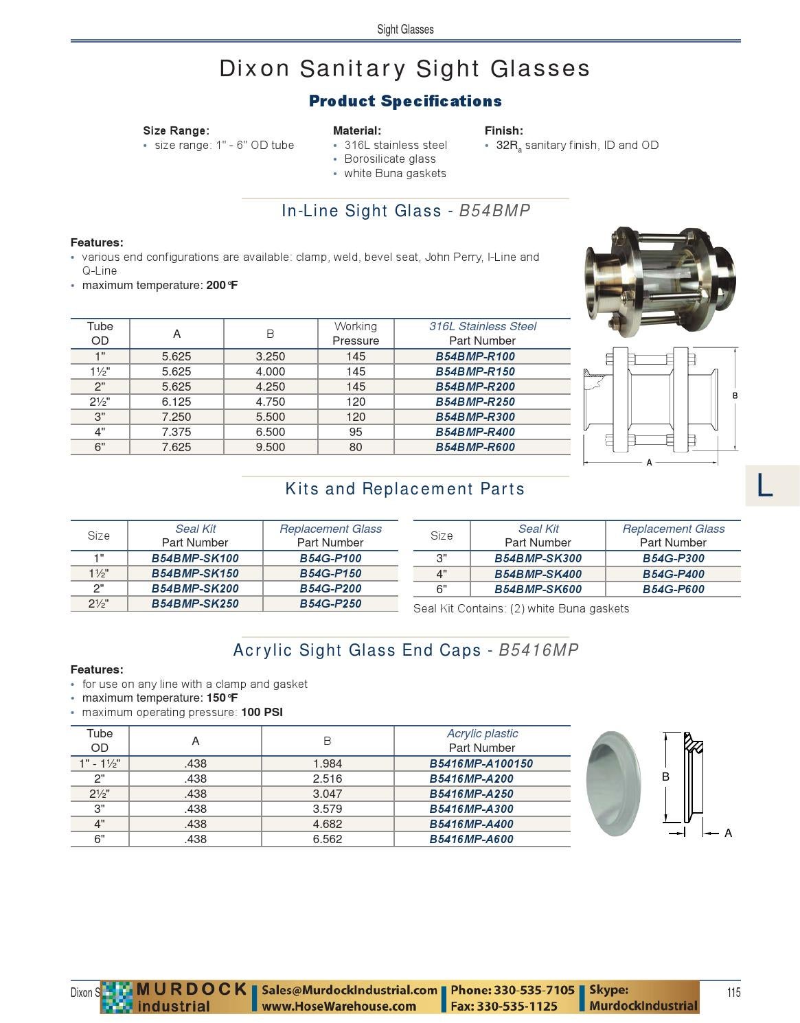 Dixon valve sanitary coupling catalog 2016 hosewarehouse by Murdock
