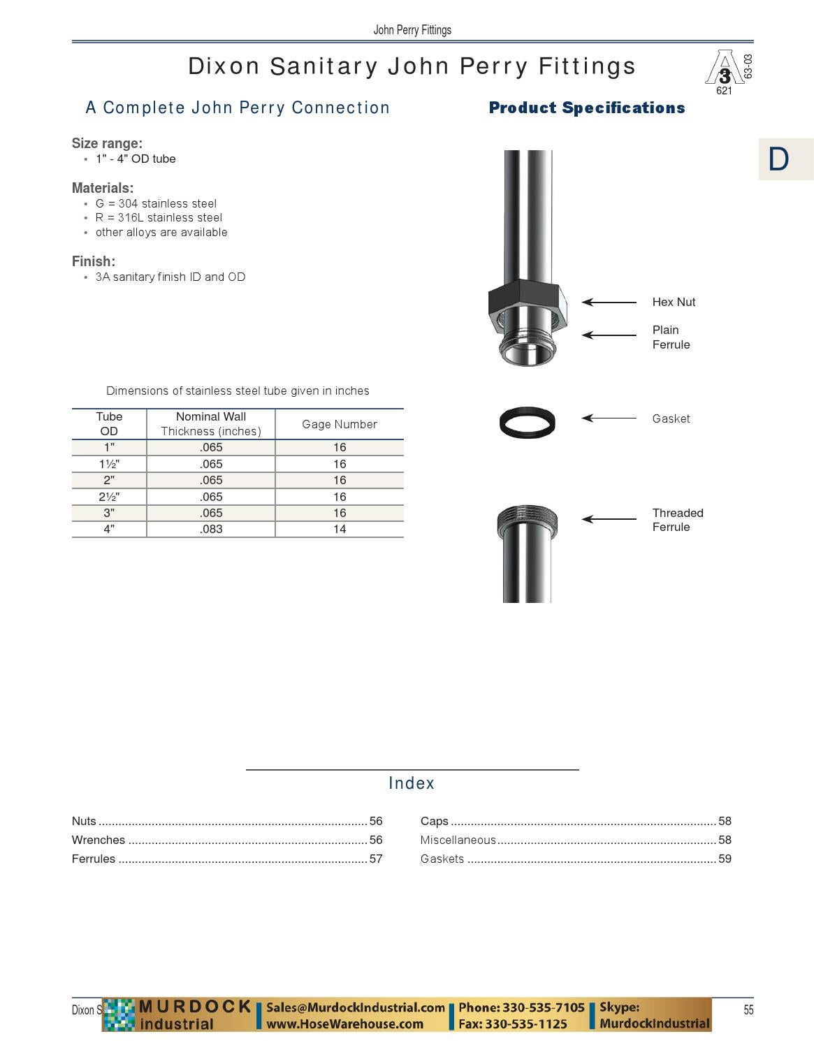 Dixon valve sanitary coupling catalog 2016 hosewarehouse by Murdock