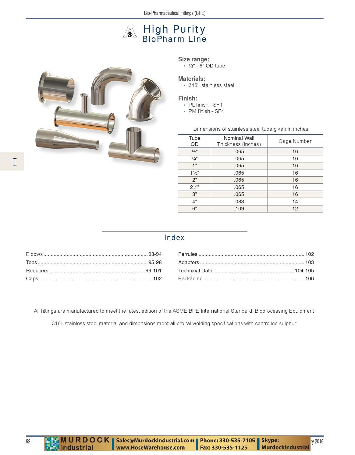 Dixon valve sanitary coupling catalog 2016 hosewarehouse by Murdock