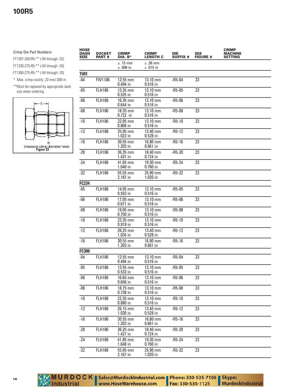 Eaton aeroquip crimp specifications specs catalog ft1330 ft1380 ft1390