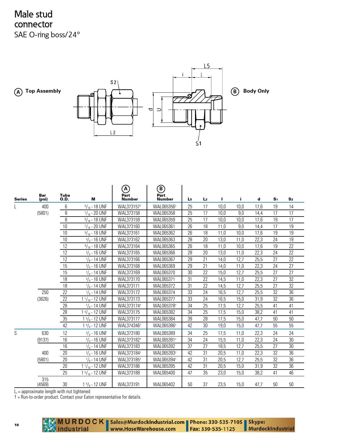 Eaton aeroquip walterscheid metric tube fittings walpro walring