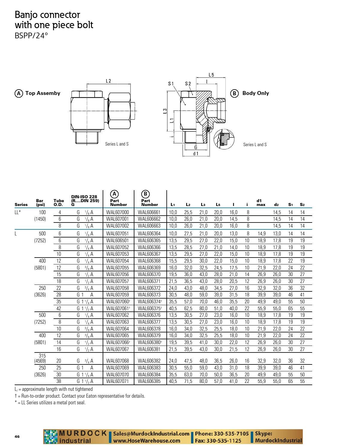 Eaton aeroquip walterscheid metric tube fittings walpro walring
