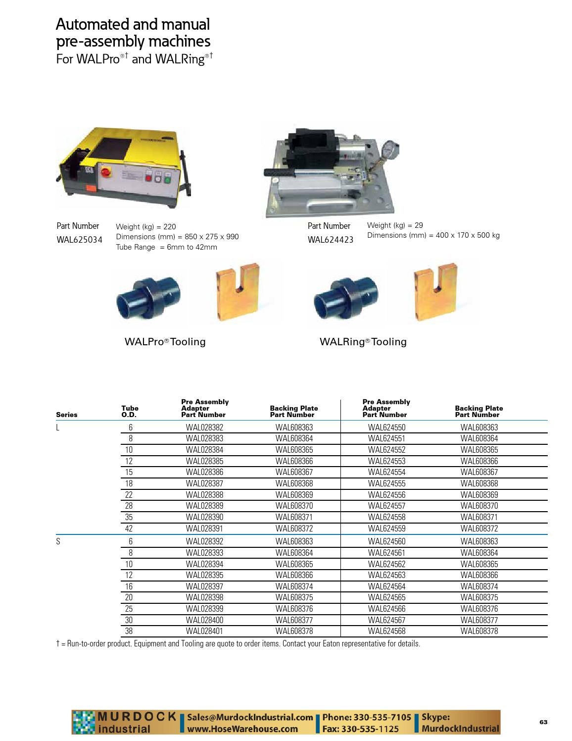 Eaton aeroquip walterscheid metric tube fittings walpro walring