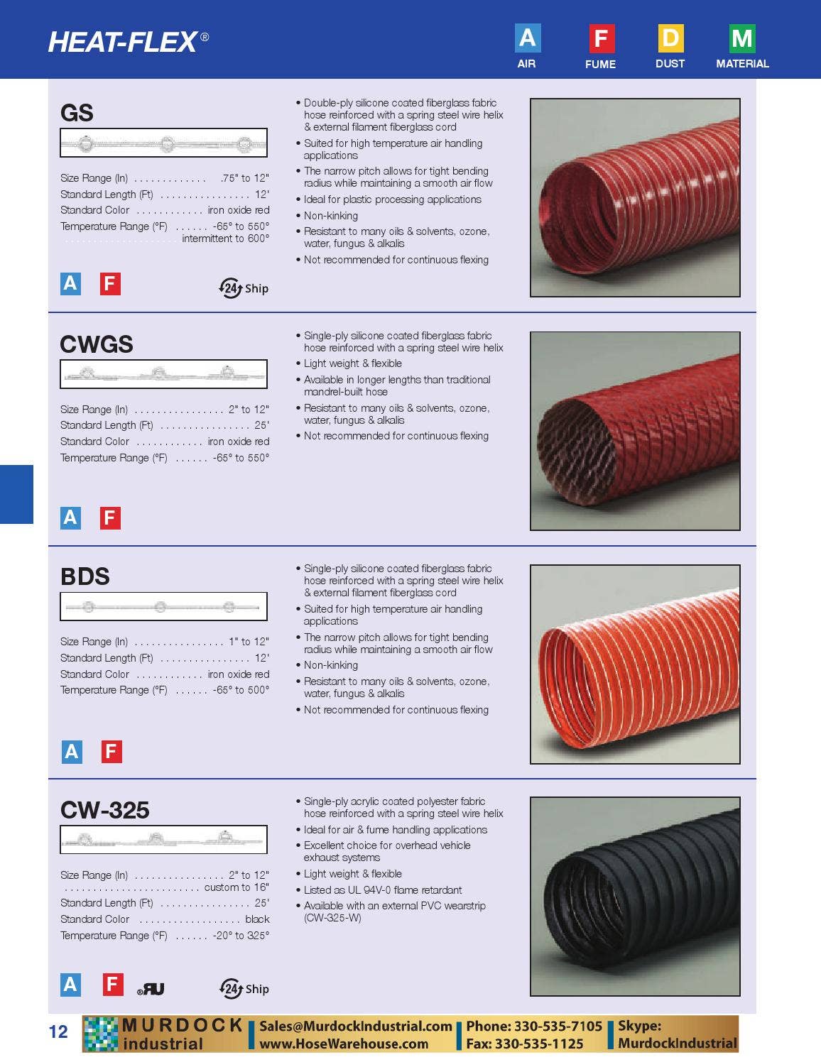 Flexaust hose ducting product catalog hosewarehouse by Murdock